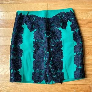 Fancy green skirt with black lace